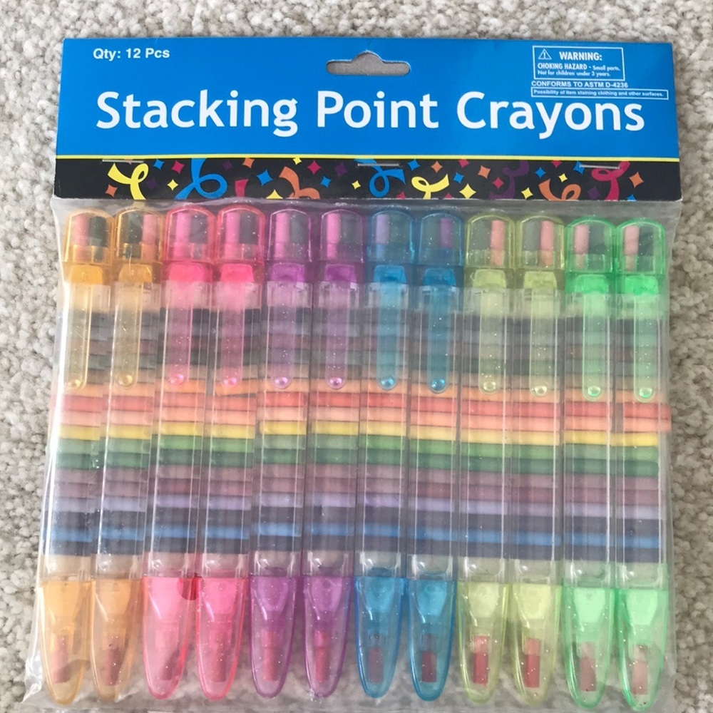 NEW Stacking Point Crayons 12 piece party favors